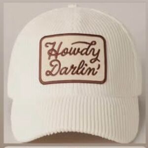 Cream Ribbed Corduroy Cap ‘Howdy Darlin’
